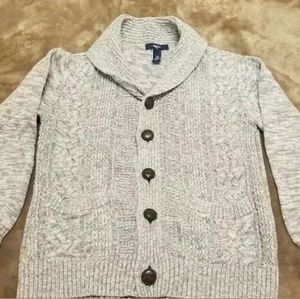 GAP KIDS KNIT SWEATER COTTON GRAY BUTTON UP SZ M